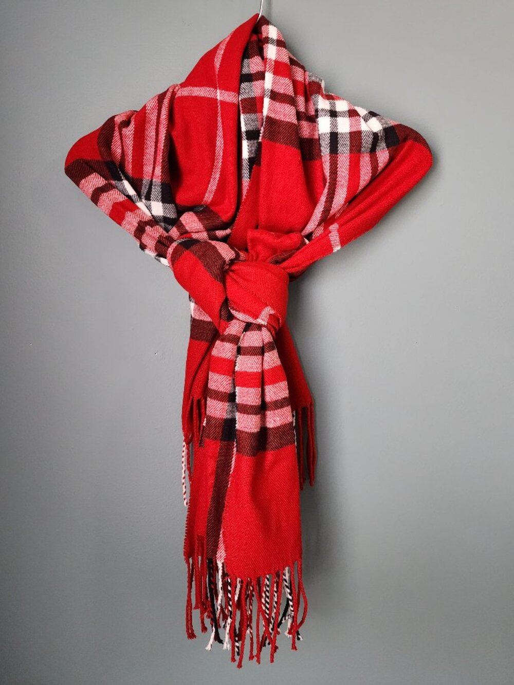 V.Fraas German Cashmink Yarn Plaid Winter Scarf